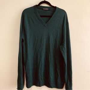 Brooks Brothers Brookstech Merino Wool Men's Green V-Neck Sweater size xxl